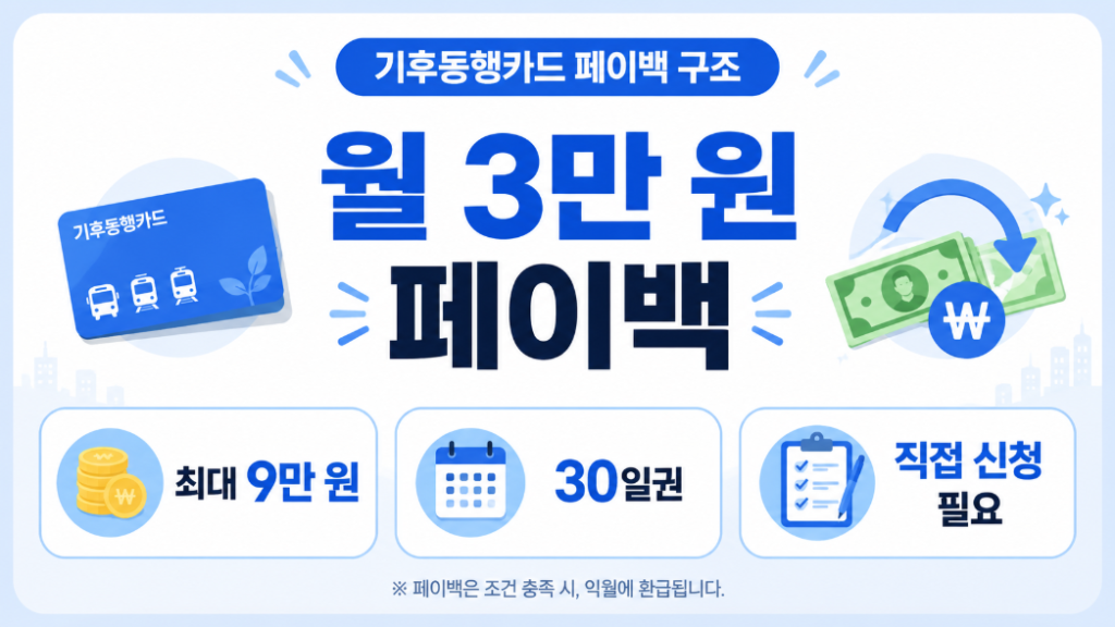 기후동행카드 월 3만 원 페이백과 최대 9만 원 환급 구조 안내 이미지