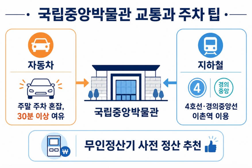 국립중앙박물관 주차요금과 이촌역 대중교통 이용방법